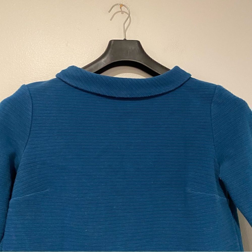 Talbots Teal Textured 3/4 Sleeve Button Back Top Size Small - Picture 2 of 5